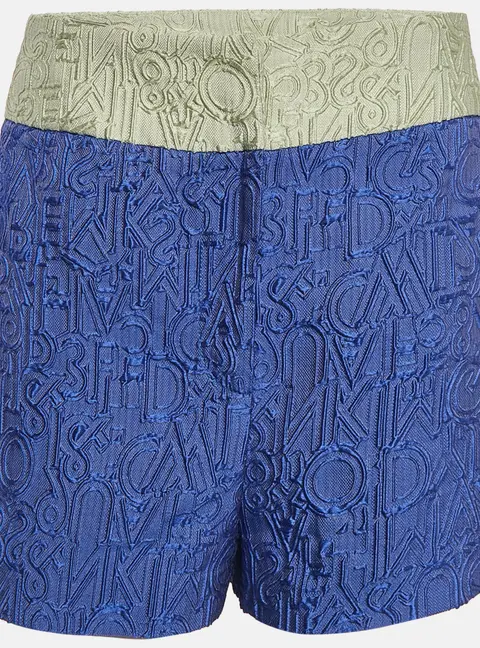 Mary Katrantzou Blue Alphabet Jacquard Safari Shorts M