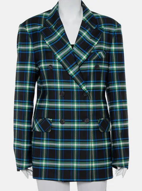 Mathew Adams Dolan Black Opera Checkered Wool Double Breasted Blazer M