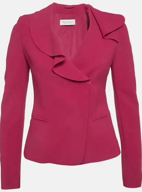 Max Mara Pink Crepe Frilled Blazer XS