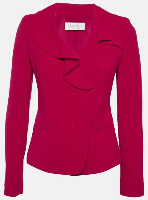 Max Mara Pink Wool Ruffled Collar Blazer S