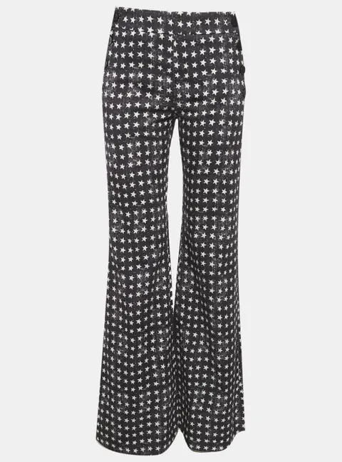 Max Mara Black Denim Star Print Wide Leg Pants S
