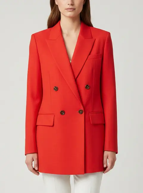 Max Mara Red Wool Double Breasted Nebbie Blazer M