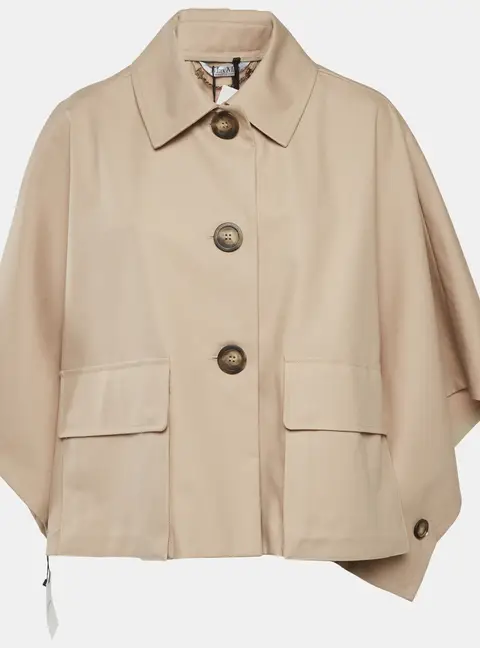 Max Mara Beige Gabardine Button Up Fred Cape Coat S