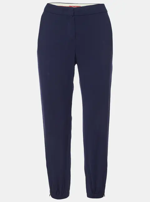Max Mara Studio Navy Blue Wool Blend Tapered Trousers S
