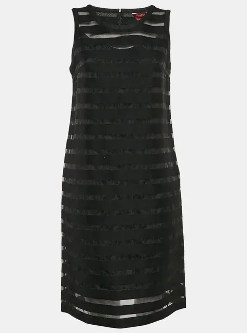Max Mara Studio Black Striped Cotton Blend Sleeveless Short Dress M