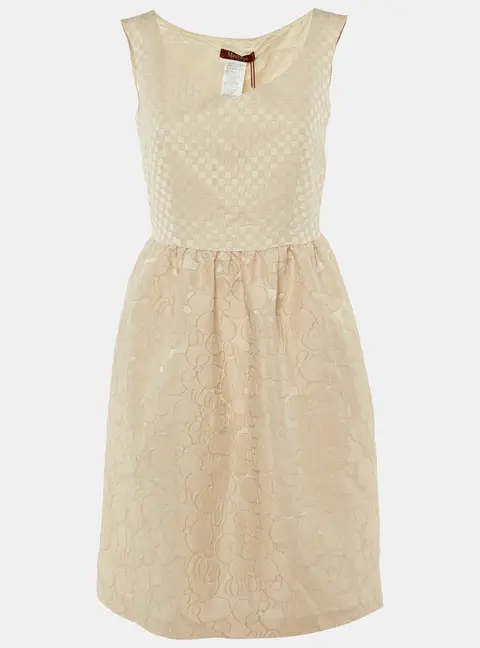 Max Mara Studio Cream Floral Patterned Crepe Short Dress M
