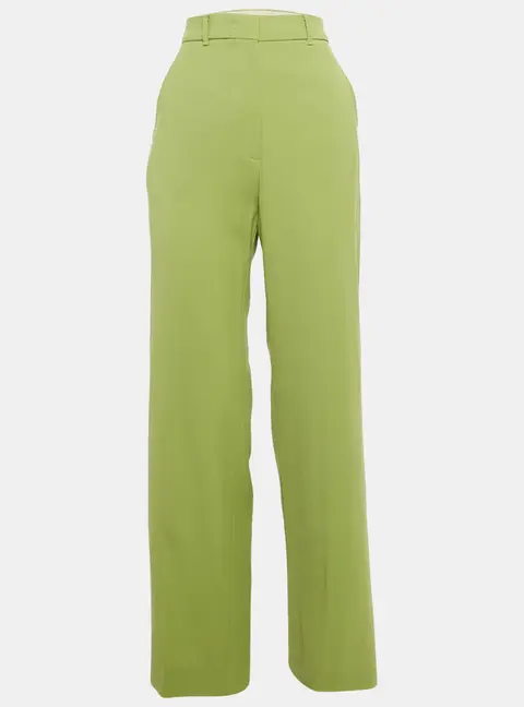 Max Mara Studio Green Gabardine High-Rise Trousers S
