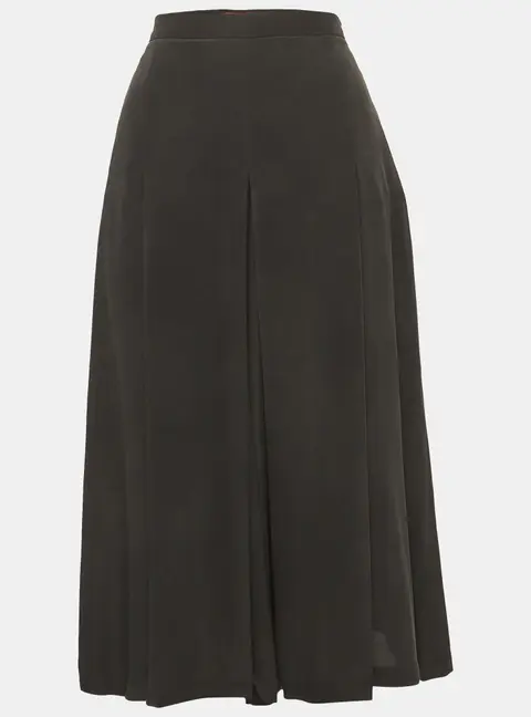 Max Mara Studio Black Crepe Box Pleat Midi Skirt S