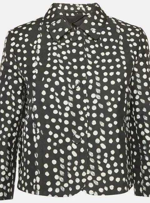 Max Mara Studio Black/White Wool Dotted Cropped Blazer M
