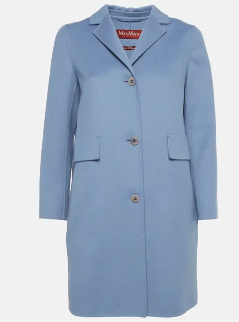 Max Mara Studio Blue Wool Felt Mid-Length Coat S