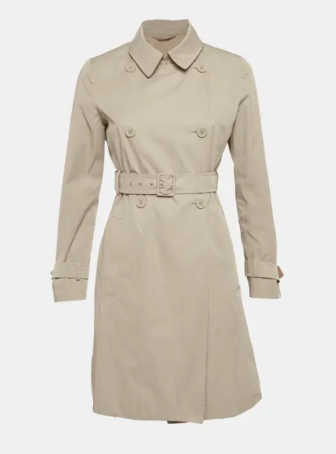 Max Mara Studio Beige Gabardine Double Breasted Coat S
