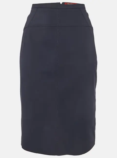 Max Mara Studio Navy Blue Stretch Knit Pencil Skirt L