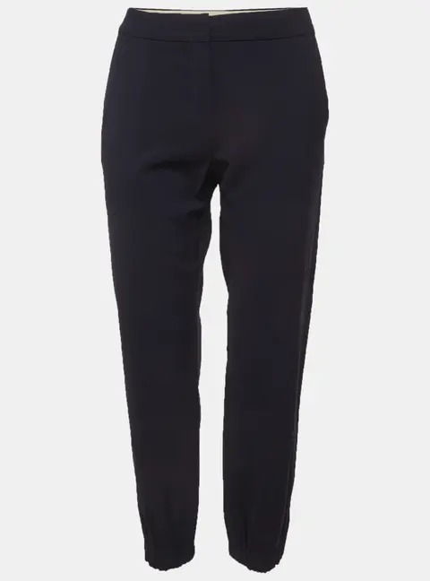 Max Mara Studio Navy Blue Gabardine Relaxed Fit Trousers S