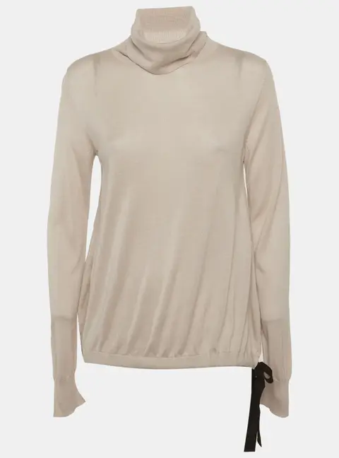 Max Mara Studio Beige Knit Turtle Neck Sweater L