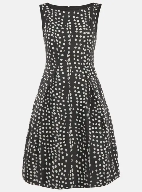 Max Mara Studio Black/White Dotted Flared Mini Dress M