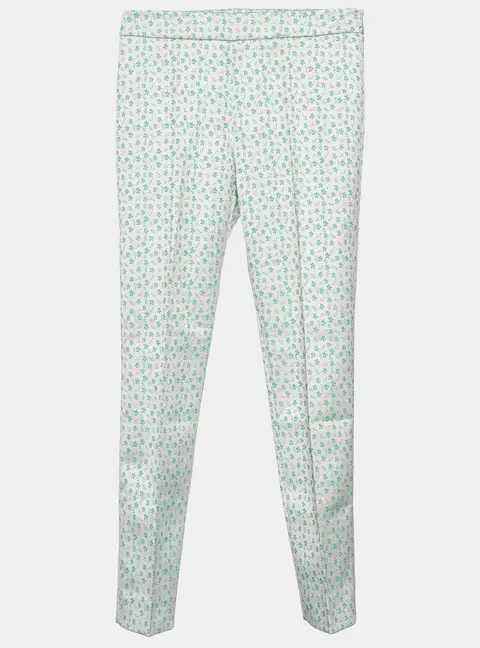 Max Mara Studio Green Floral Jacquard Tapered Leg Trousers S