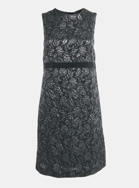 Max Mara Studio Black Jacquard Sleeveless Mini Dress M