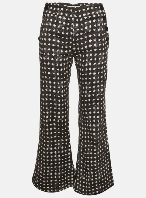 Max Mara Sfilata Black Star Print Denim Wide Leg Pants S