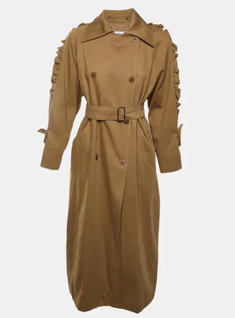 Max Mara Sfilata Brown Gabardine Double Breasted Trench Coat M