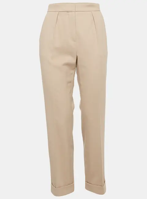 Max Mara Beige Felt Straight Leg Trousers M