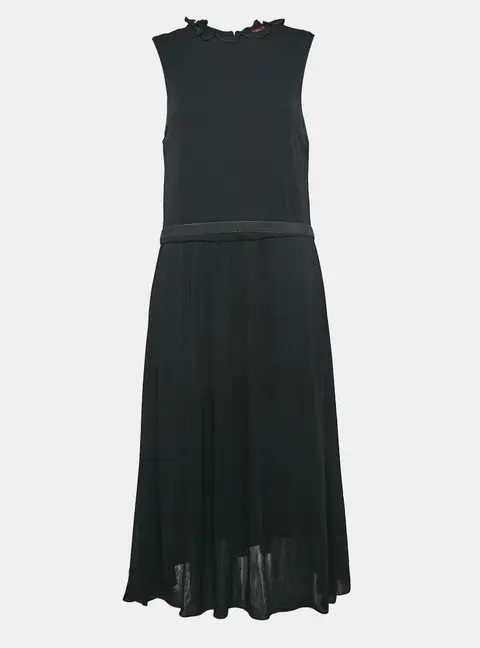 Max Mara Black Jersey Belted Midi Dress L