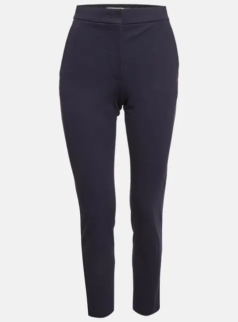 Max Mara Navy Blue Stretch Crepe Formal Trousers XS