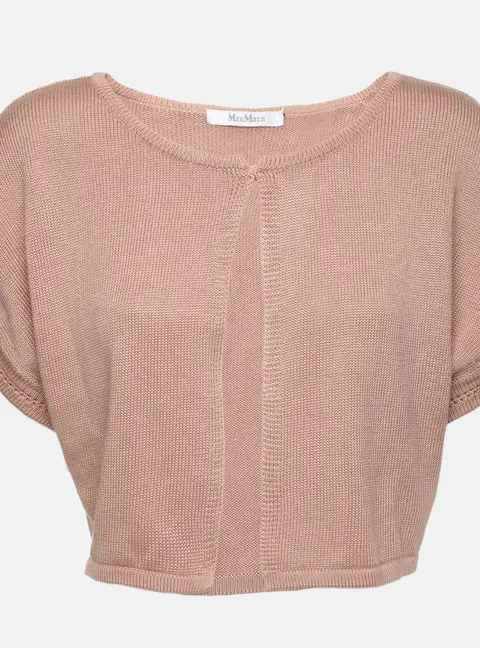 Max Mara Beige Silk Knit Sleeveless Crop Top M