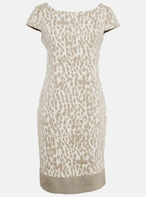 Max Mara Ivory/Beige Jacquard Knit Cap Sleeve Short Dress M
