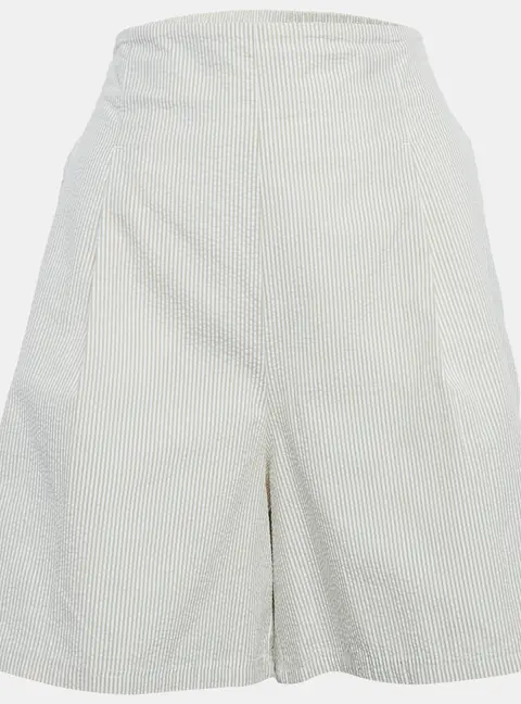 Max Mara Grey Striped Seersucker Shorts L