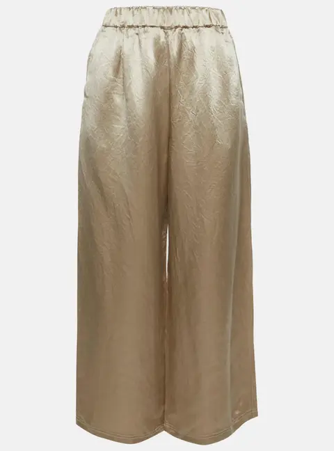 Max Mara Champagne Satin Wide Leg Trousers S