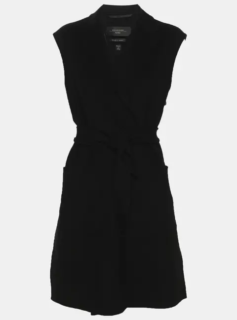 Max Mara Black Wool Blend Belted Coat S