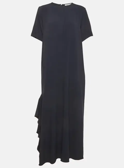 Max Mara Navy Blue Crepe Asymmetric Maxi Dress M