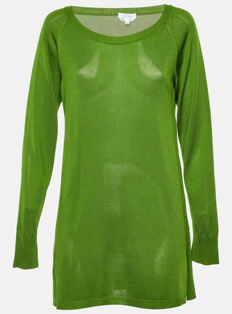Max Mara Green Silk Knit Long Sleeve Top M