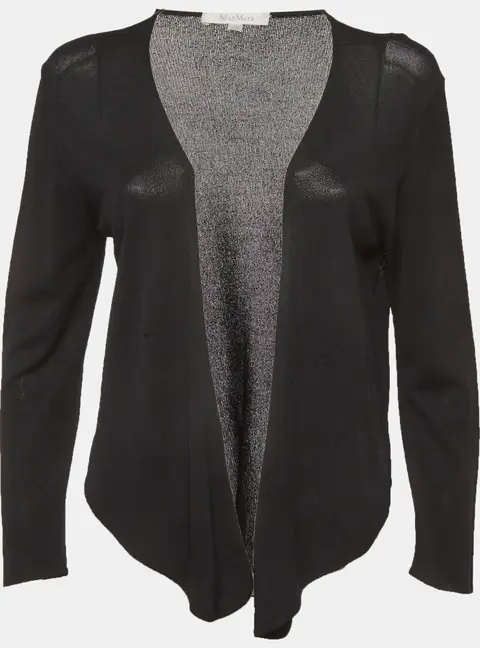Max Mara Black Knit Open Front Cardigan M
