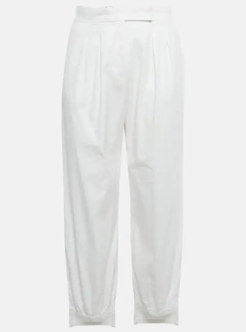 Max Mara White Cotton Asymmetrical Hem Filly Trousers S