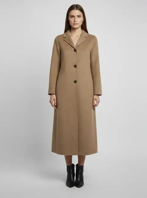 'S Max Mara Brown Wool Blend Felt Single Breasted Coat S