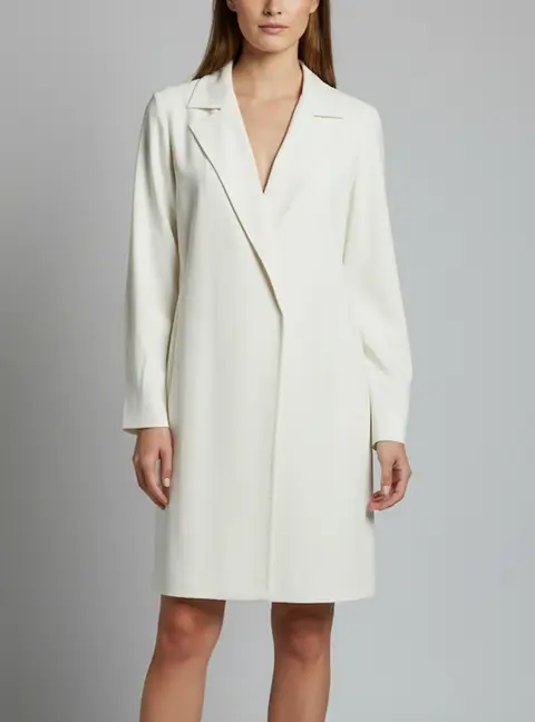 Max Mara Cream Stretch Crepe Open Front Mid Length Blazer L