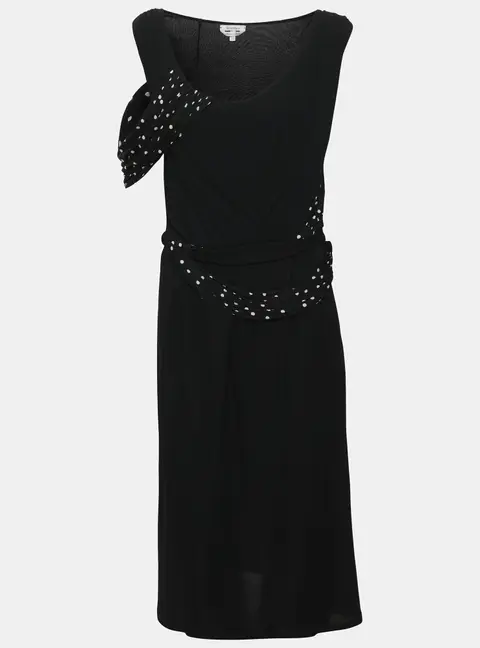Max Mara Navy Blue Polka Dots Printed Jersey Midi Dress S