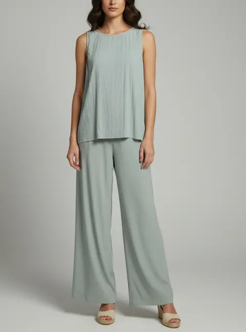 Max Mara Leisure Green Crepe Top and Pant Set M