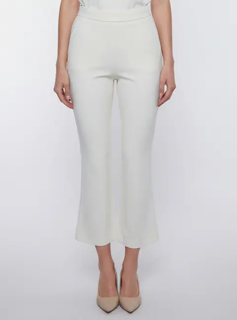 Max Mara Cream Stretch Wool Regular Fit Pants S