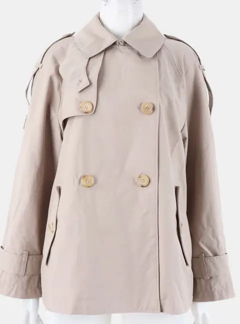 Max Mara The Cube Trench Beige Cotton, Polyester Buttoned Jacket Size S