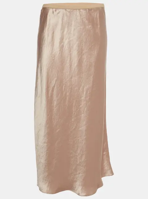 Max Mara Champagne Satin A-line Midi Skirt L