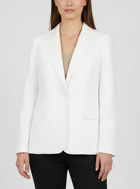 Max Mara Off White Linen Blend Single Breasted Blazer M