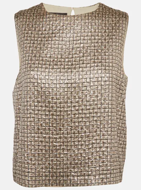 Max mara Brown Lurex Jacquard Sleeveless Top L