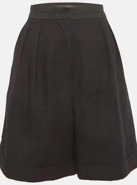 Max Mara Black Cotton Pleated Shorts M