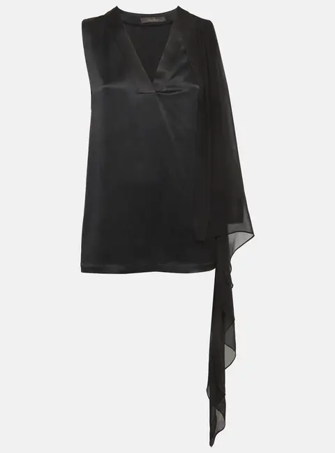 Max Mara Black Satin Silk Sleeveless Top M