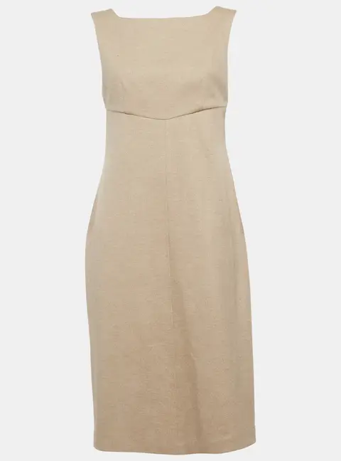 Max Mara Beige Felt A-Line Midi Dress M