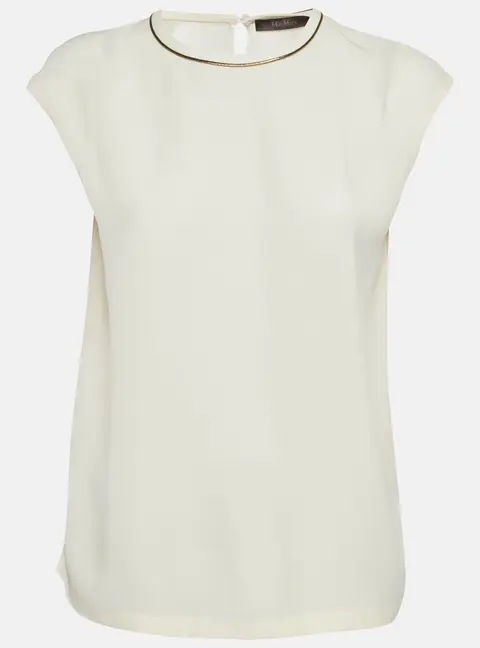 Max Mara Cream Crepe Sleeveless Blouse M