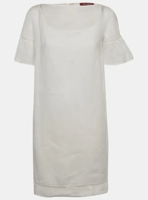 Max Mara White Cotton Flared Sleeve Short Dress S