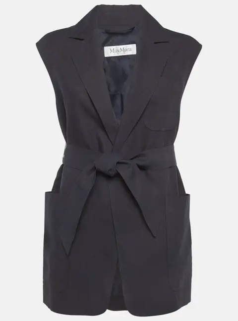 Max Mara Navy Blue Linen Vest XS